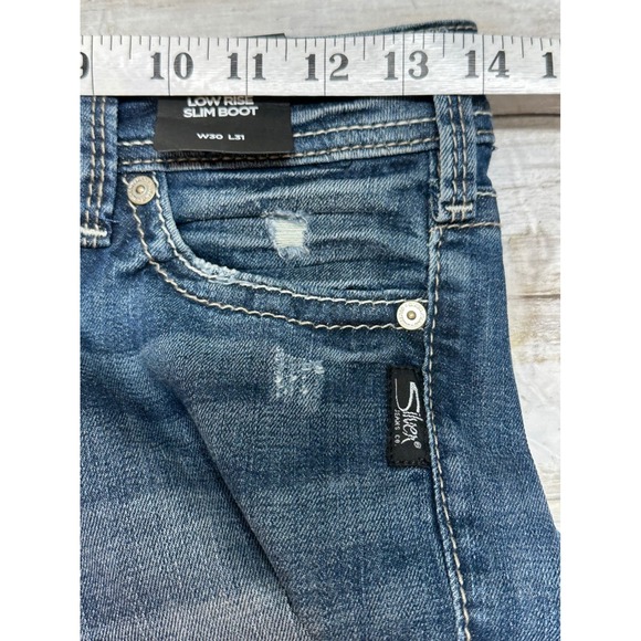 Silver Jeans Co Tuesday Low Rise Slim Boot Indigo Jeans W30 L31(actual 28x29) - Picture 7 of 8
